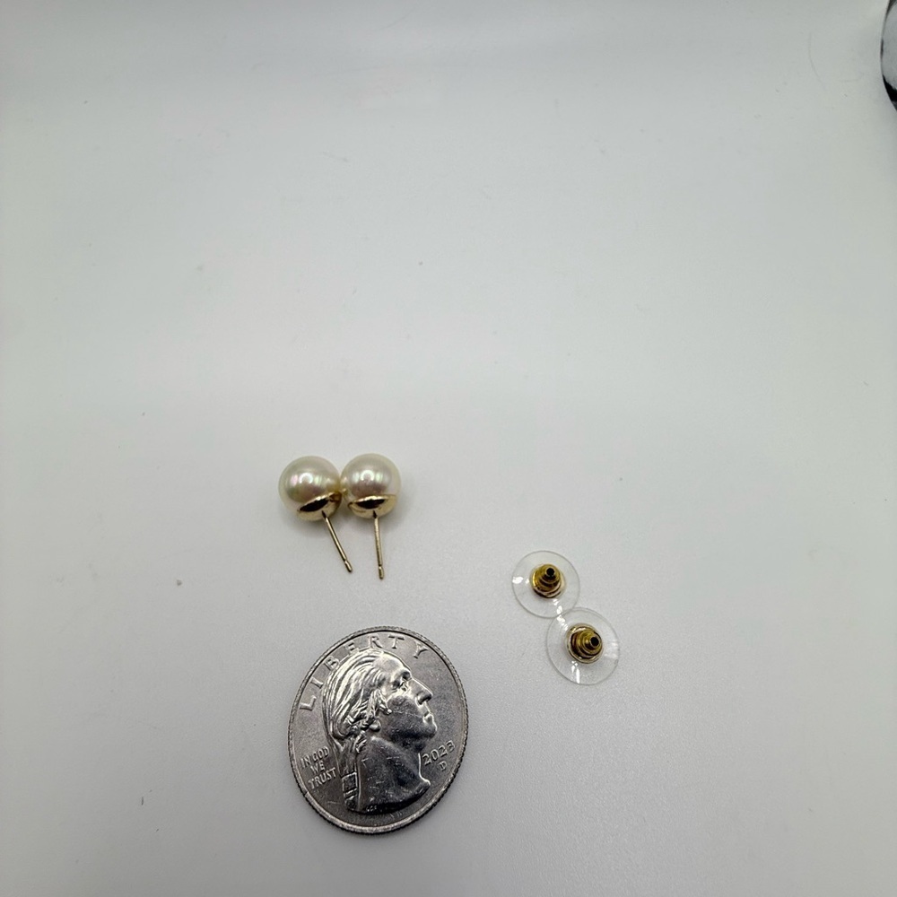 Faux Pearl Stud Earrings – Sterling Silver Posts - Picture 3 of 4